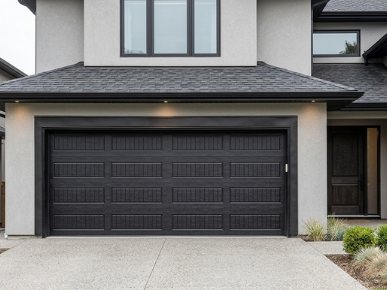 Dark carriage house style garage door