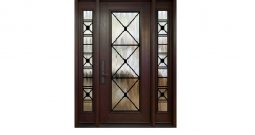 Single entry door with two panel glass sidelights(full size Manchester wrought iron design)