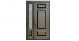 Single door with one panel glass sidelight(Oak woodgrain, Smooth fiberglass exterior door) -FG12