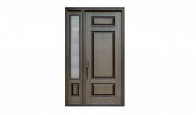 Single door with one panel glass sidelight(Oak woodgrain, Smooth fiberglass exterior door) -FG12