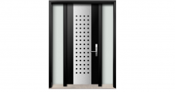 Fiberglass exterior door with two glass sidelights -AG12