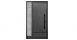 Single door with one full glass sidelight(OAK woodgrain fiberglass exterior door)-FG20F