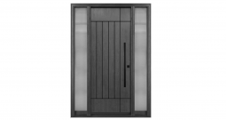 Single door with two full glass sidelights(OAK woodgrain fiberglass exterior door)-FG20F