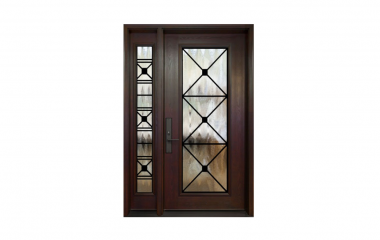Single entry door(one panel glass side light with full size Manchester wrought iron design)