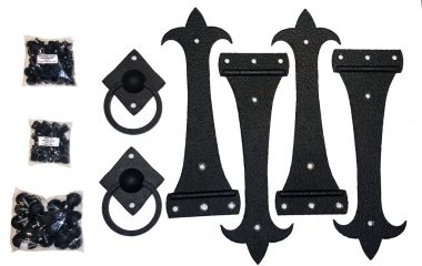 Decorative Carriage House Garage Handle Hinge Accent Set Sliding Barn Door Hardware Kit – Anchor Style 2 Handles 4 Hinges